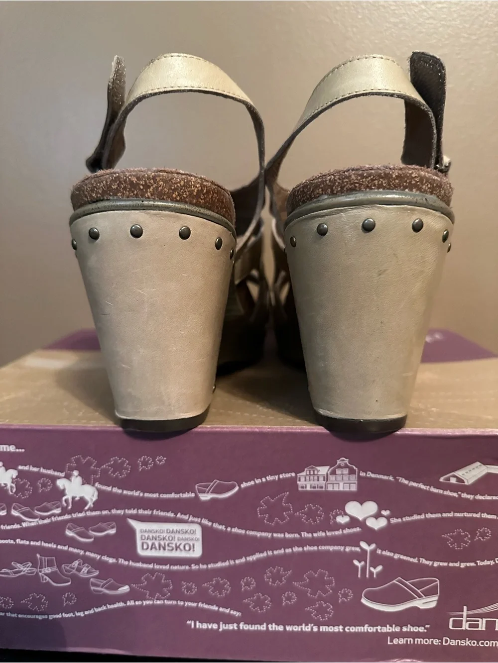 Dansko Felicia Antique Full Grain Sand Wedge Sandals - size 40